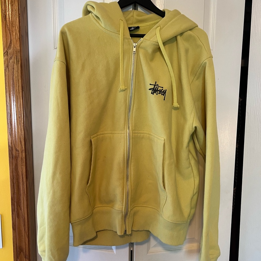 Stussy Men’s Yellow Zip-Up Hoodie Jacket